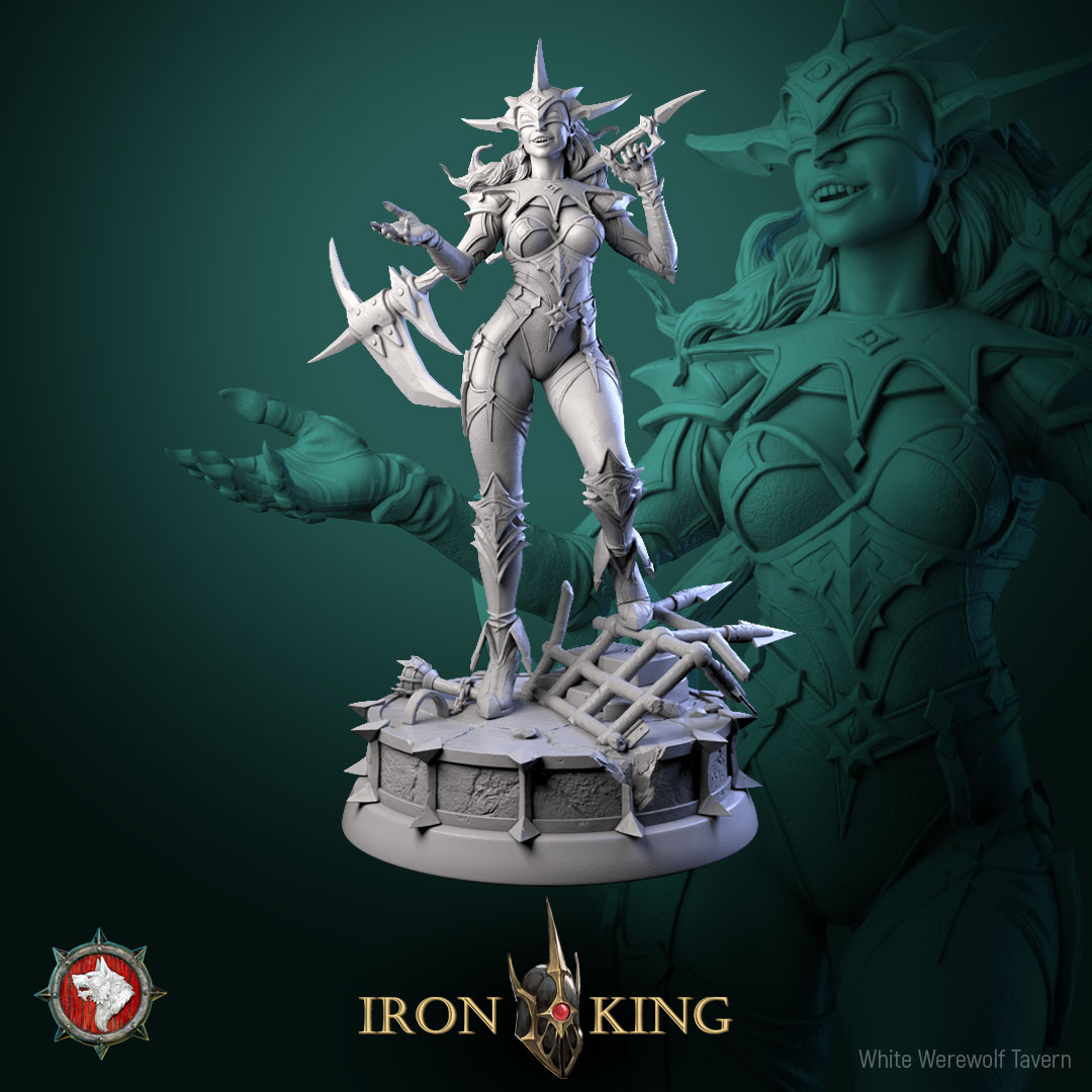 Zu Iron Lady 32mm and 75mm heroic miniature pre-supported + dnd 5e stats block